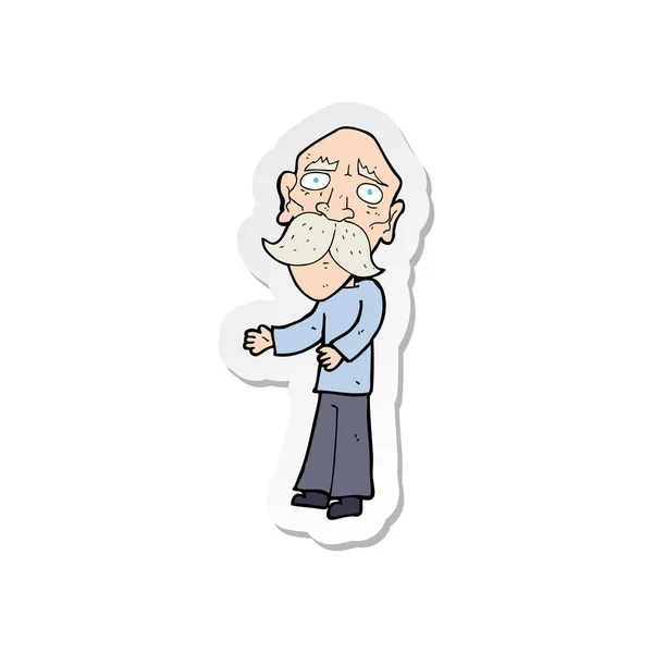 Klistermärke av en tecknad ensam gammal man — Stock vektor
