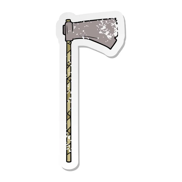 Distressed sticker of a cartoon medieval war axe — Stock Vector