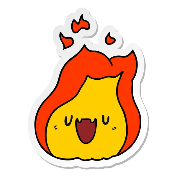 Sticker cartoon kawaii cute fire flame — Stock Vector