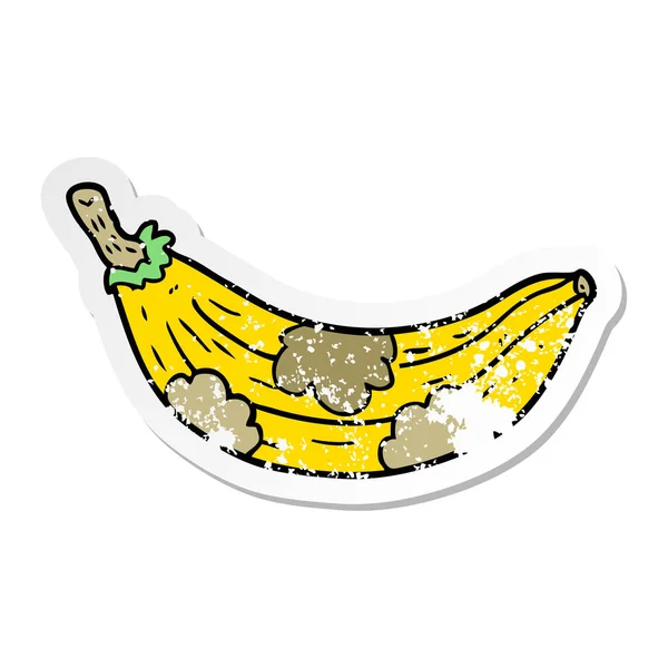 Adesivo angosciato di un cartone animato vecchia banana — Vettoriale Stock