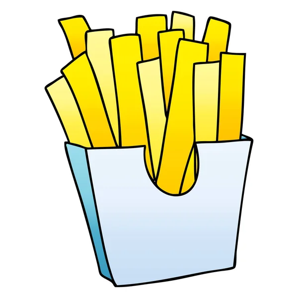 Skurrile Gradient schattiert Cartoon-Pommes frites — Stockvektor