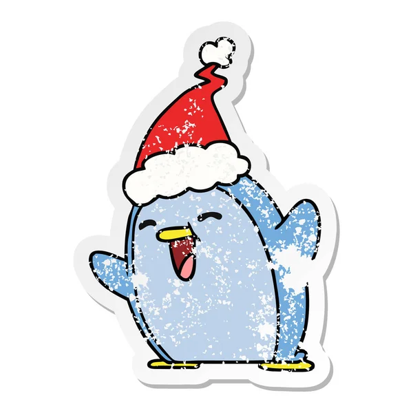Weihnachtskrimi-Karikatur von kawaiianischem Pinguin — Stockvektor