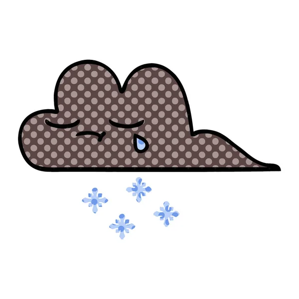 Comic book stijl cartoon-onweerswolk sneeuw — Stockvector