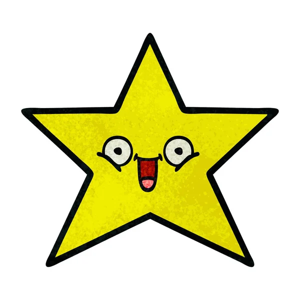 Retro Grunge Textúra Rajzfilm Egy Arany Csillag — Stock Vector