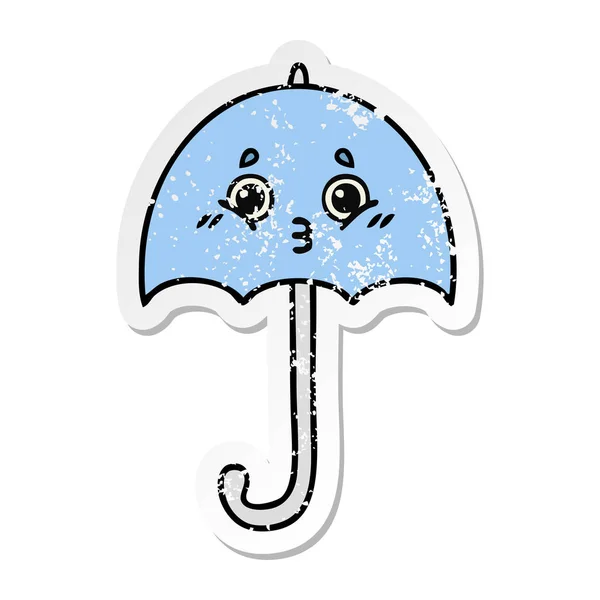 귀여운 우산의 고민된 스티커 — 스톡 벡터