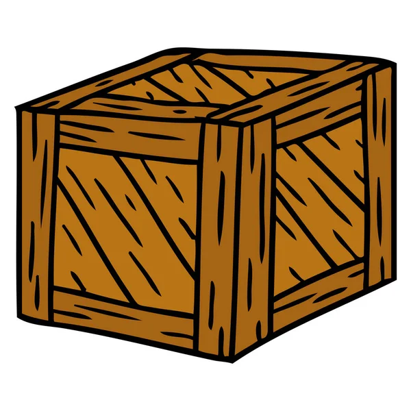 Cartoon doodle van een houten kist — Stockvector