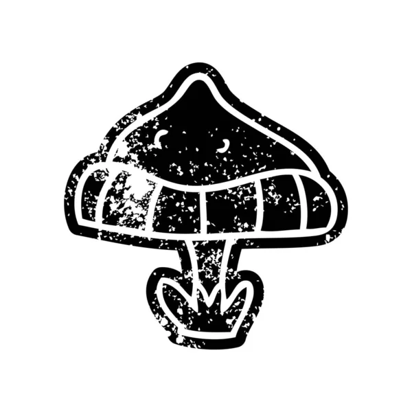 Gambar ikon grunge dari sebuah toadstool tunggal - Stok Vektor