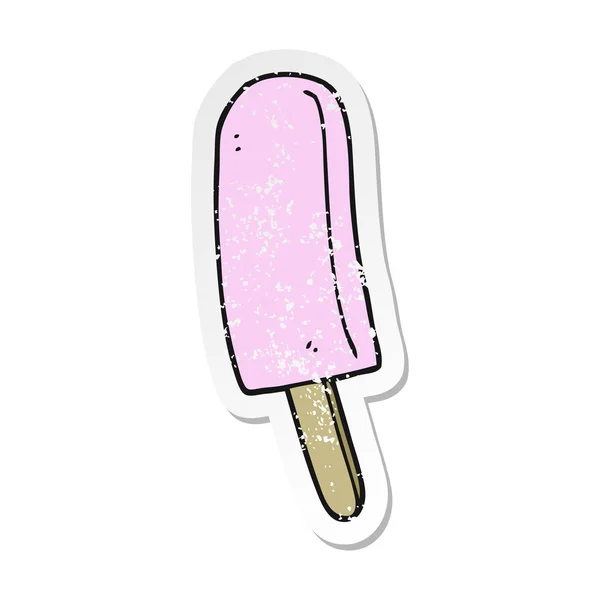 Retro Noodlijdende Sticker Van Een Cartoon Ice Lolly — Stockvector