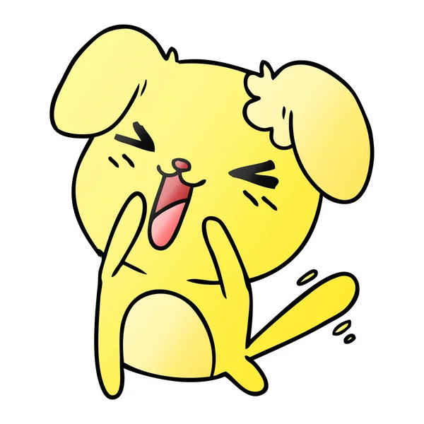 可爱的可爱的可爱的 kawaii 狗的梯度卡通 — 图库矢量图片