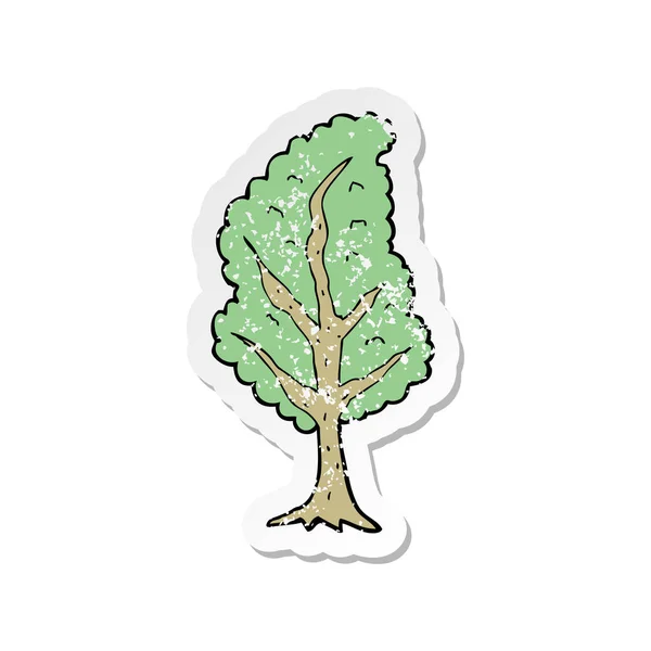Retro distressed nálepka kreslený strom — Stockový vektor