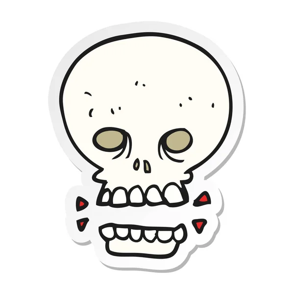 Sticker of a cartoon scary skull — Stock Vector