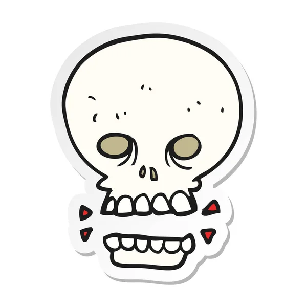 Pegatina de una calavera de dibujos animados miedo — Vector de stock