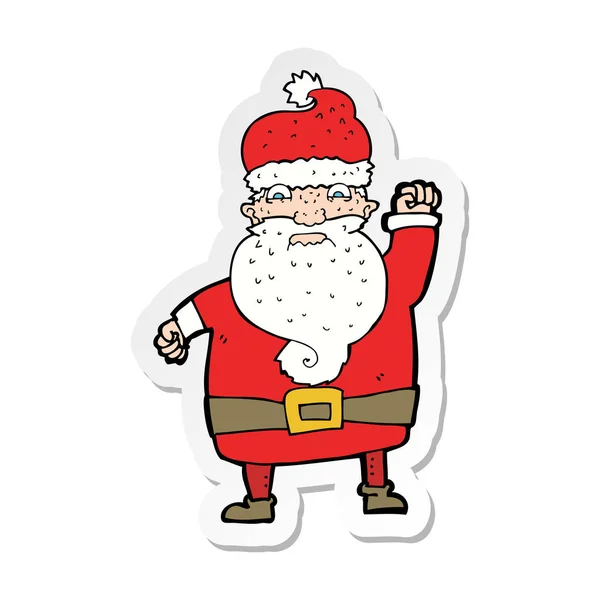 Adesivo di un cartone animato arrabbiato Babbo Natale — Vettoriale Stock