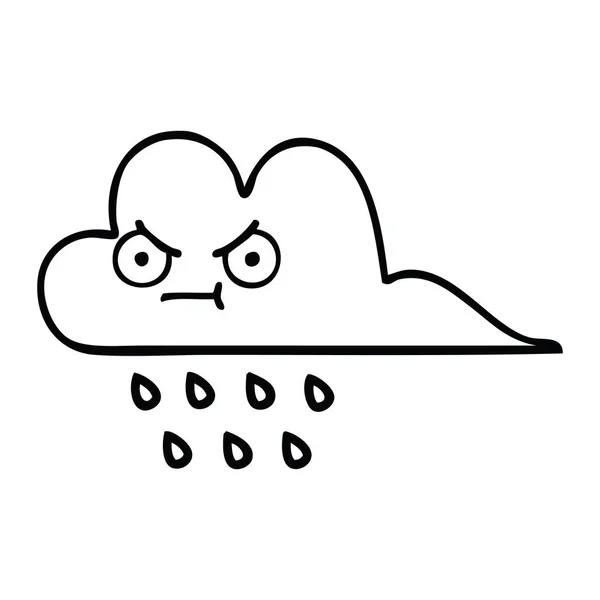 Γραμμικό Σχέδιο Καρτούν Της Ένα Σύννεφο Βροχή — Διανυσματικό Αρχείο
