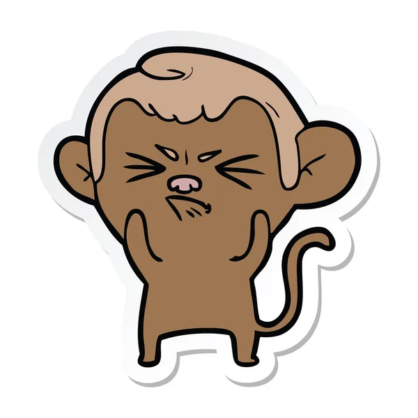 Etiqueta de um macaco irritado dos desenhos animados — Vetor de Stock