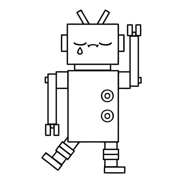 Linienzeichnung Cartoon Roboter — Stockvektor