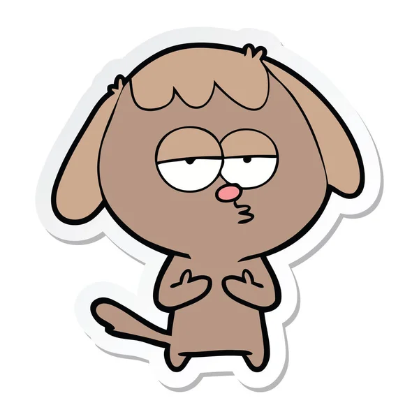 Sticker Cartoon Bored Dog — Stock Vector