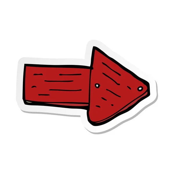 Pegatina de un símbolo de flecha apuntando de dibujos animados — Vector de stock