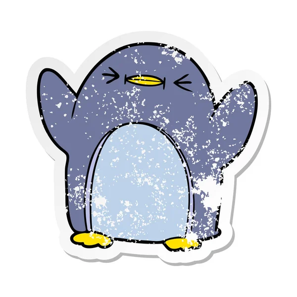 Distressed Sticker Cartoon Penguin — Stock Vector