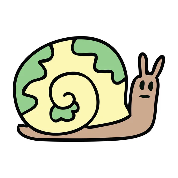 Quirky hand drawn cartoon snail — Stock Vector