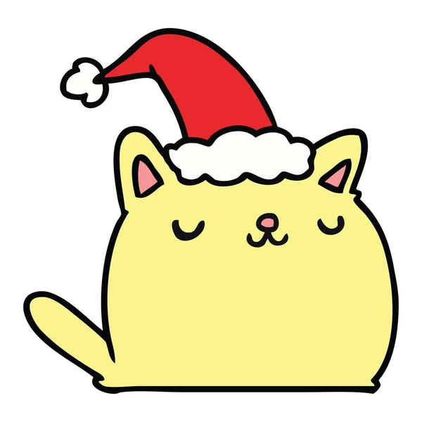 Dessin animé de Noël de chat kawaii — Image vectorielle