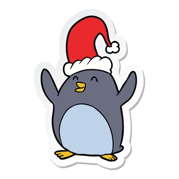Sticker Happy Christmas Penguin — Stock Vector