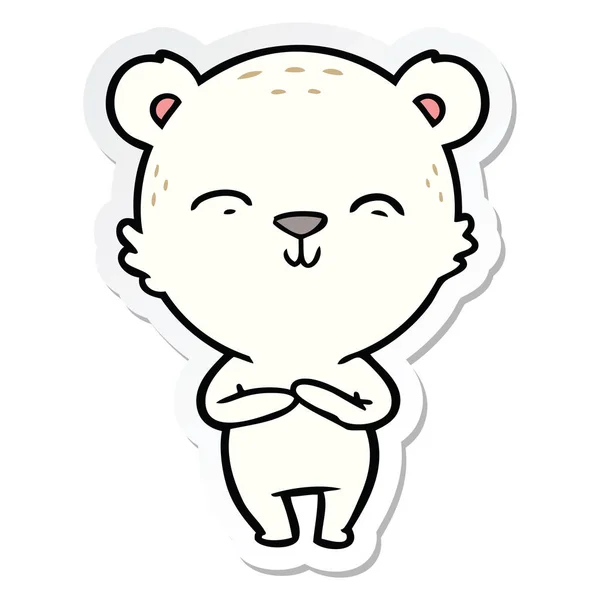 Etiqueta Urso Desenhos Animados Feliz — Vetor de Stock