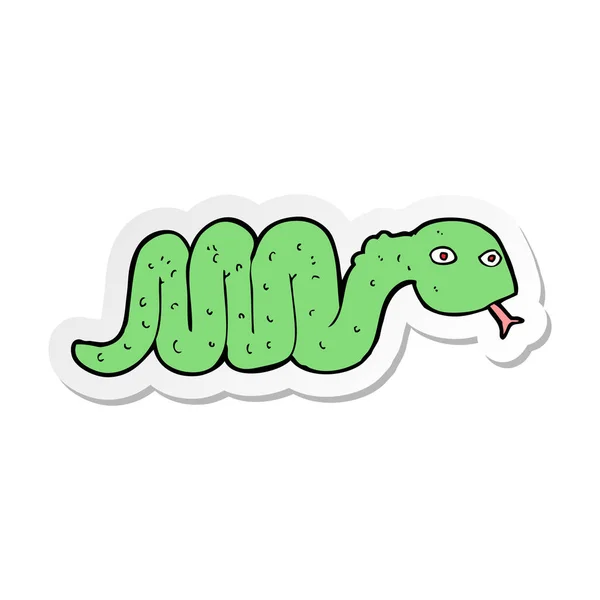 Pegatina de una divertida serpiente de dibujos animados — Vector de stock