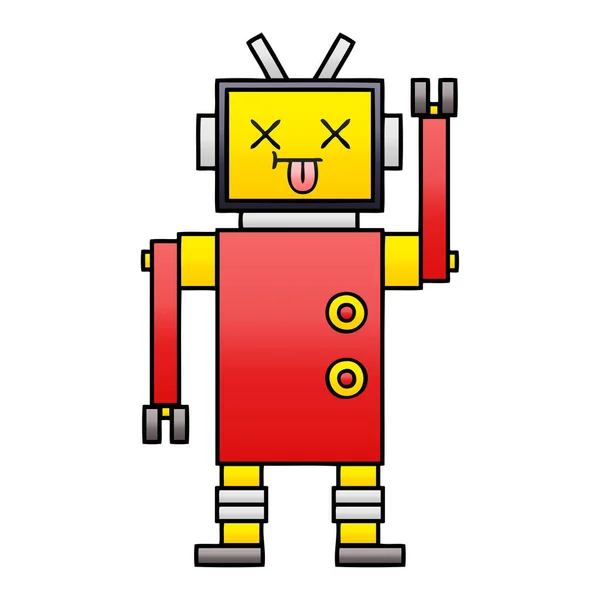 Gradient Grijs Cartoon Van Een Robot — Stockvector