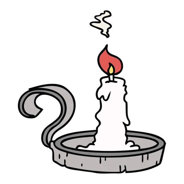 Handgezeichnetes Cartoon Doodle Eines Kerzenhalters Und Brennender Kerze — Stockvektor