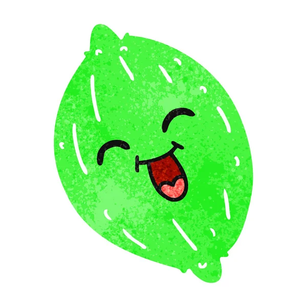 Dessin animé rétro d'un citron heureux — Image vectorielle