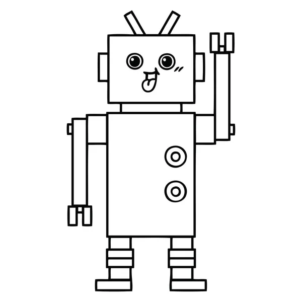 선 그리기 만화 로봇 — 스톡 벡터