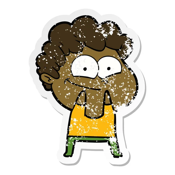 karikatür mutlu bir adamın sıkıntılı etiket