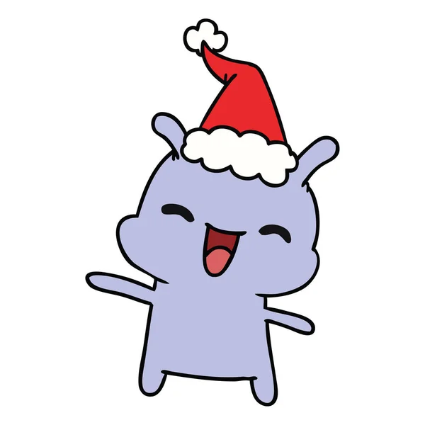 Dibujado Mano Caricatura Navidad Kawaii Alien — Vector de stock