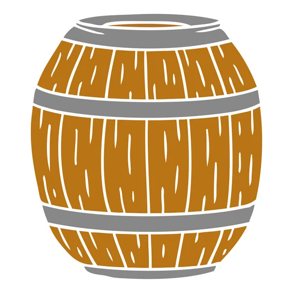 木製の樽の漫画落書き — ストックベクタ