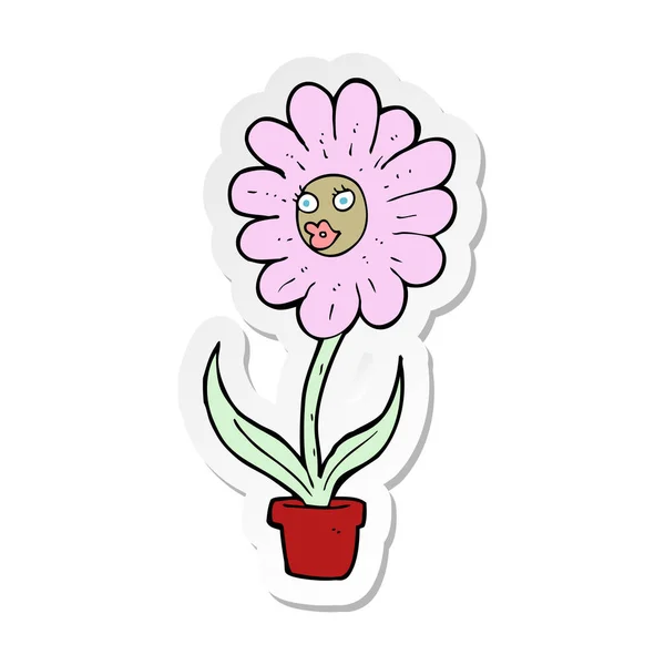 Sticker of a cartoon flower — Stock Vector