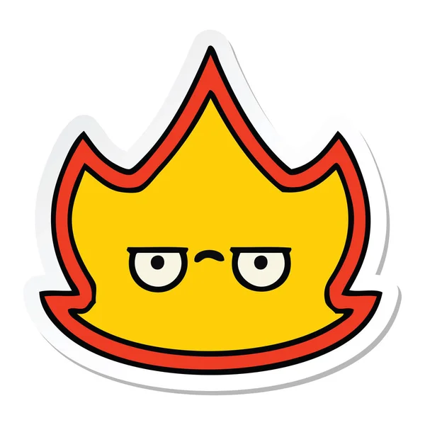 Sticker of a cute cartoon fire — Stock Vector