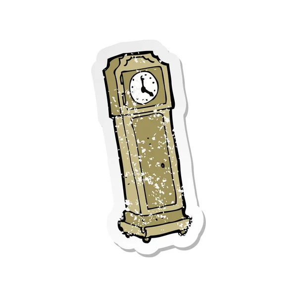 Retro Distressed Sticker Cartoon Grandfather Clock — Stock Vector