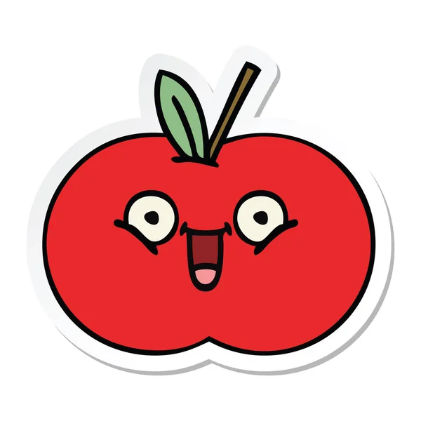 かわいい漫画赤いリンゴのステッカー — ストックベクタ