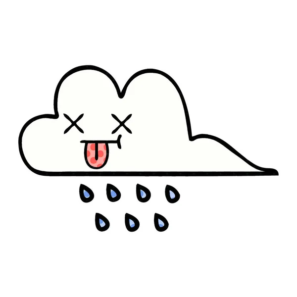 Cómic estilo de dibujos animados nube de lluvia — Vector de stock