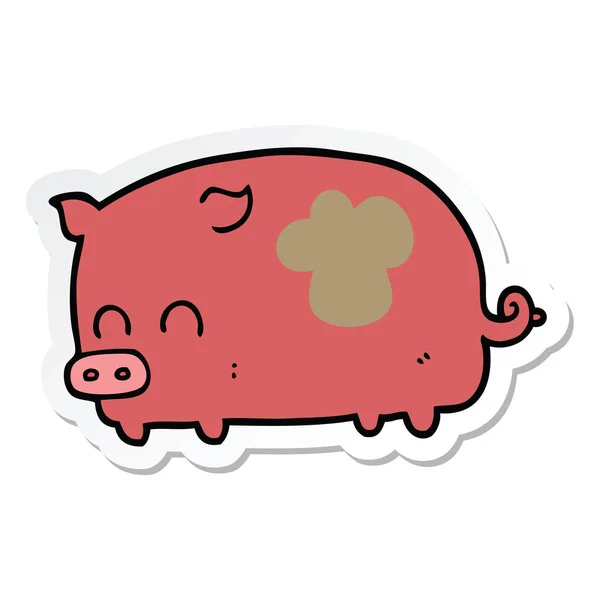 Pegatina de un lindo cerdo de dibujos animados — Vector de stock