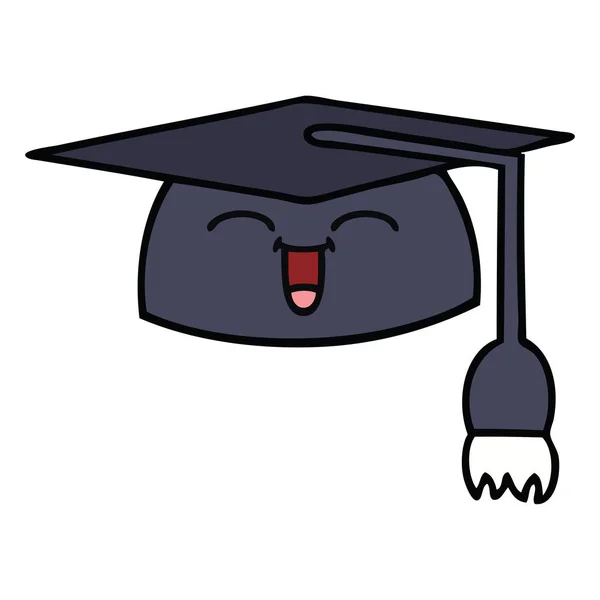 Linda Caricatura Sombrero Graduación — Vector de stock