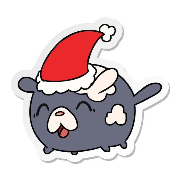 Pegatina de Navidad de dibujos animados de perro kawaii — Vector de stock