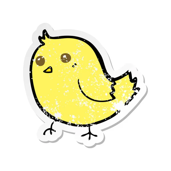 Retro Distressed Sticker Cartoon Bird — Stock Vector