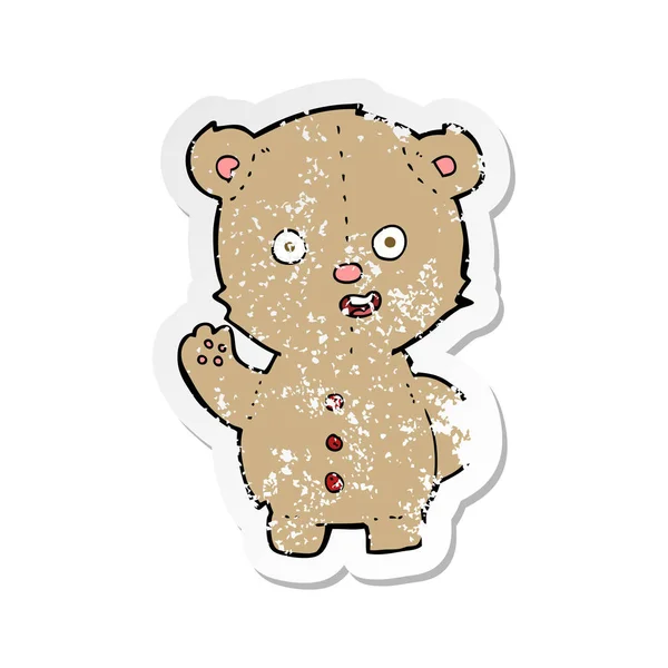 Retro Aufkleber Eines Cartoon Teddybären — Stockvektor