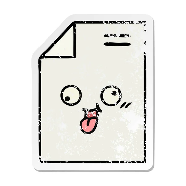 Verontruste Sticker Van Een Leuke Cartoon Vel Papier — Stockvector