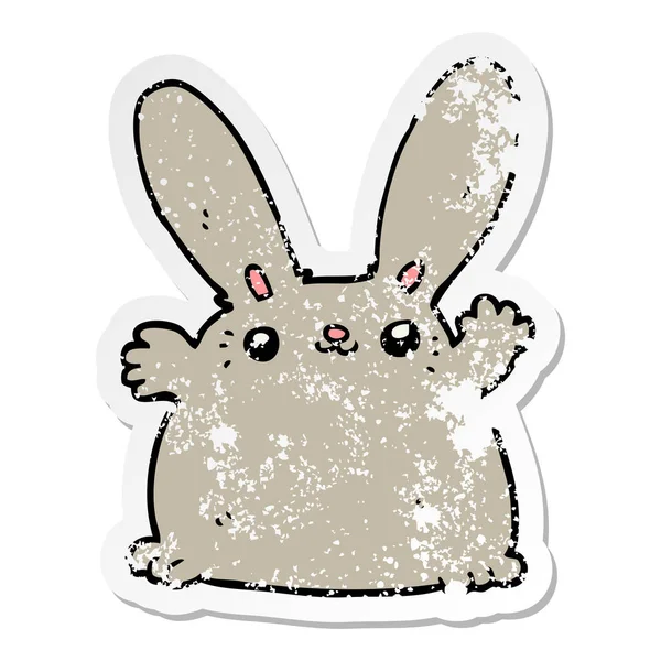 Calcomanía Angustiada Conejo Dibujos Animados — Vector de stock
