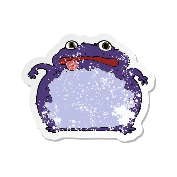Retro sıkıntılı etiket bir karikatür komik kurbağa