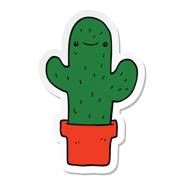 Pegatina Cactus Dibujos Animados — Vector de stock