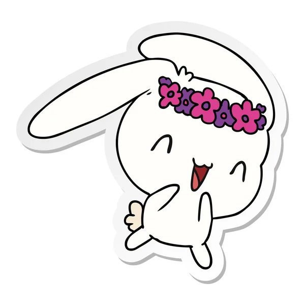 Gambar Kartun Stiker Kawaii Cute Furry Bunny - Stok Vektor